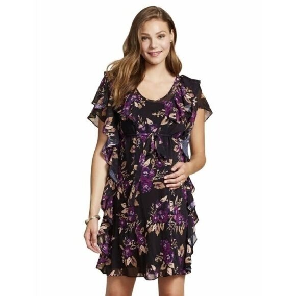 Jessica Simpson Ruffled Floral-Print maternity Dress Size Small - Picture 1 of 9